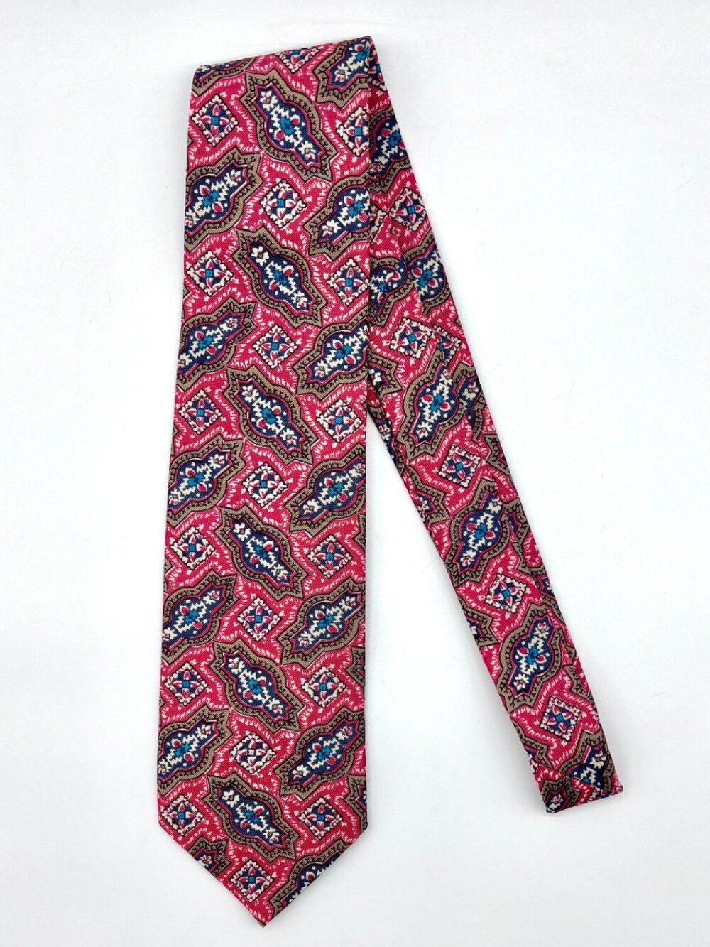 Ferrell Reed Tie 100% Silk Vintage 80s Red Blue